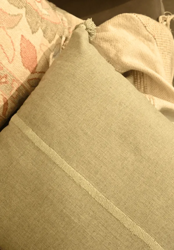 Embroidered Striped Cotton Linen Decorative Cushion Cover