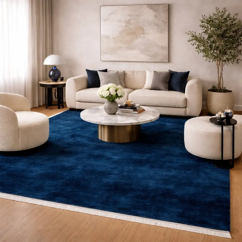 Hand-Loomed Wool Fringe Square Carpet