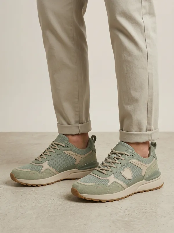 Unisex Casual Suede Mesh Print Sneakers