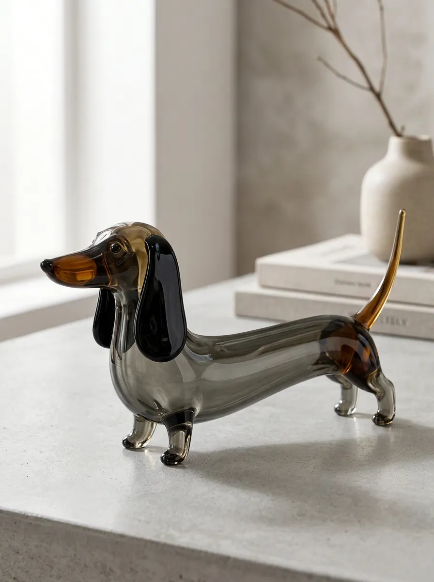 Two Tone Dachshund Glass Sculpture
