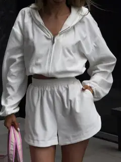 Drawstring Pocketed Hoodie and Shorts Matching Set