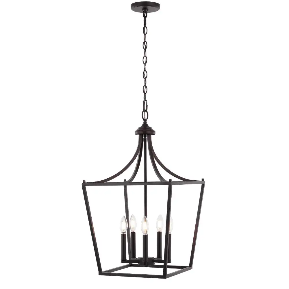 Five-Light Iron Classic Midcentury Pendant Lantern