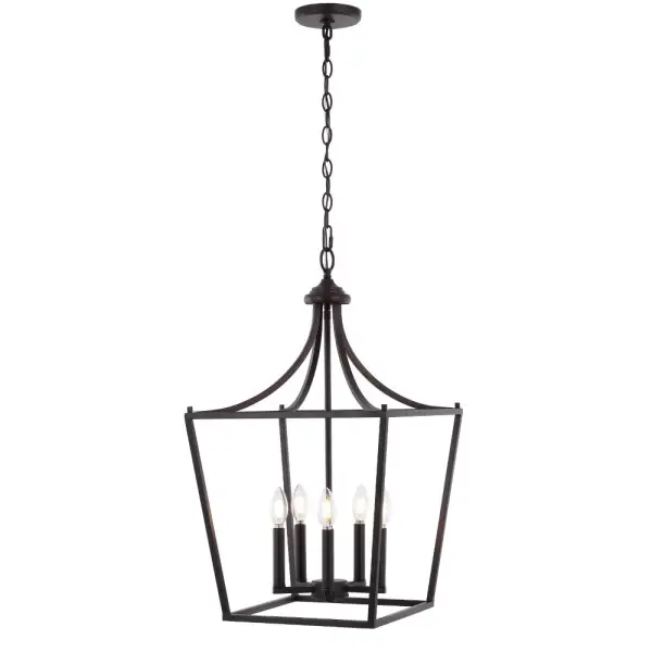 Five-Light Iron Classic Midcentury Pendant Lantern