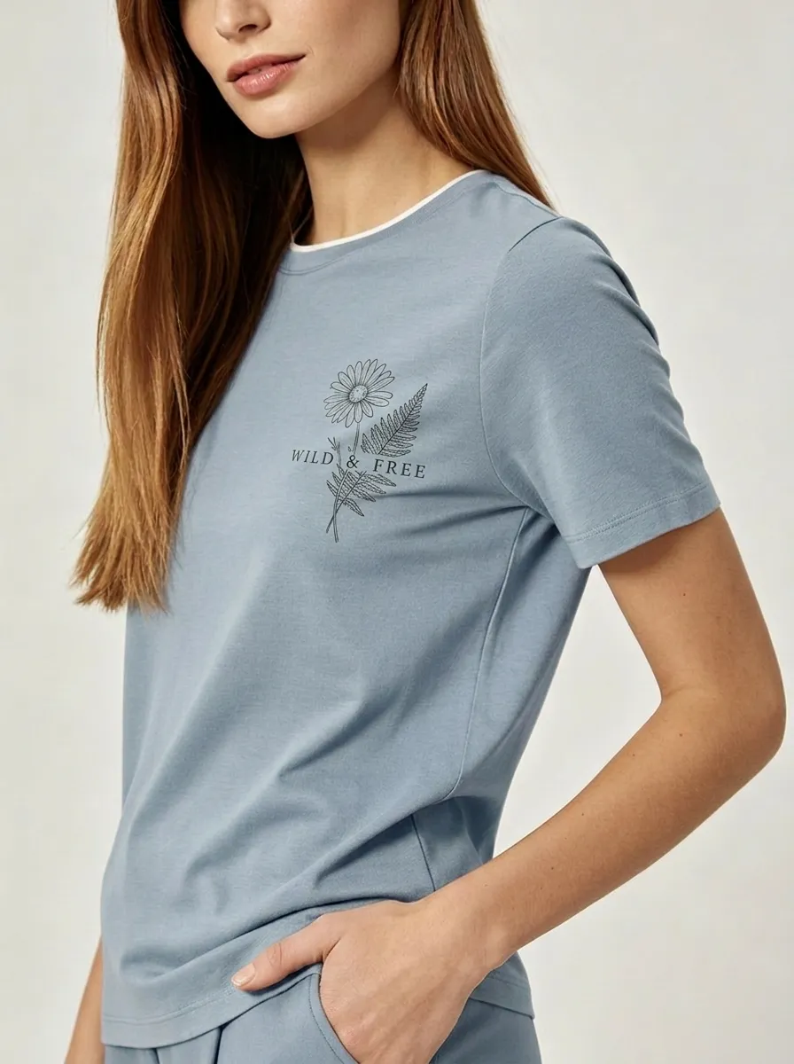 Women's Wild & Free Daisy Fern Botanical Printed T-shirt