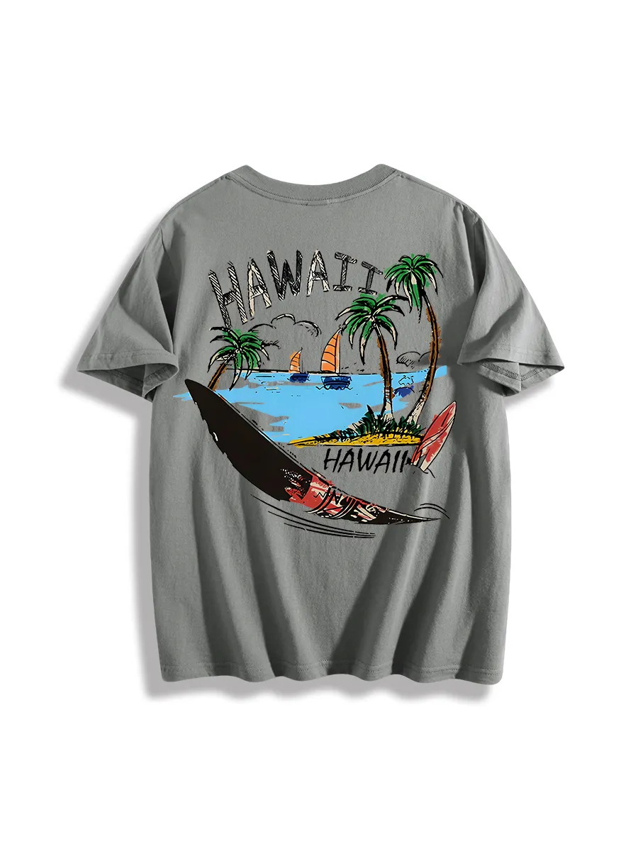 Hawaii Surf Scene Graphic T-Shirt