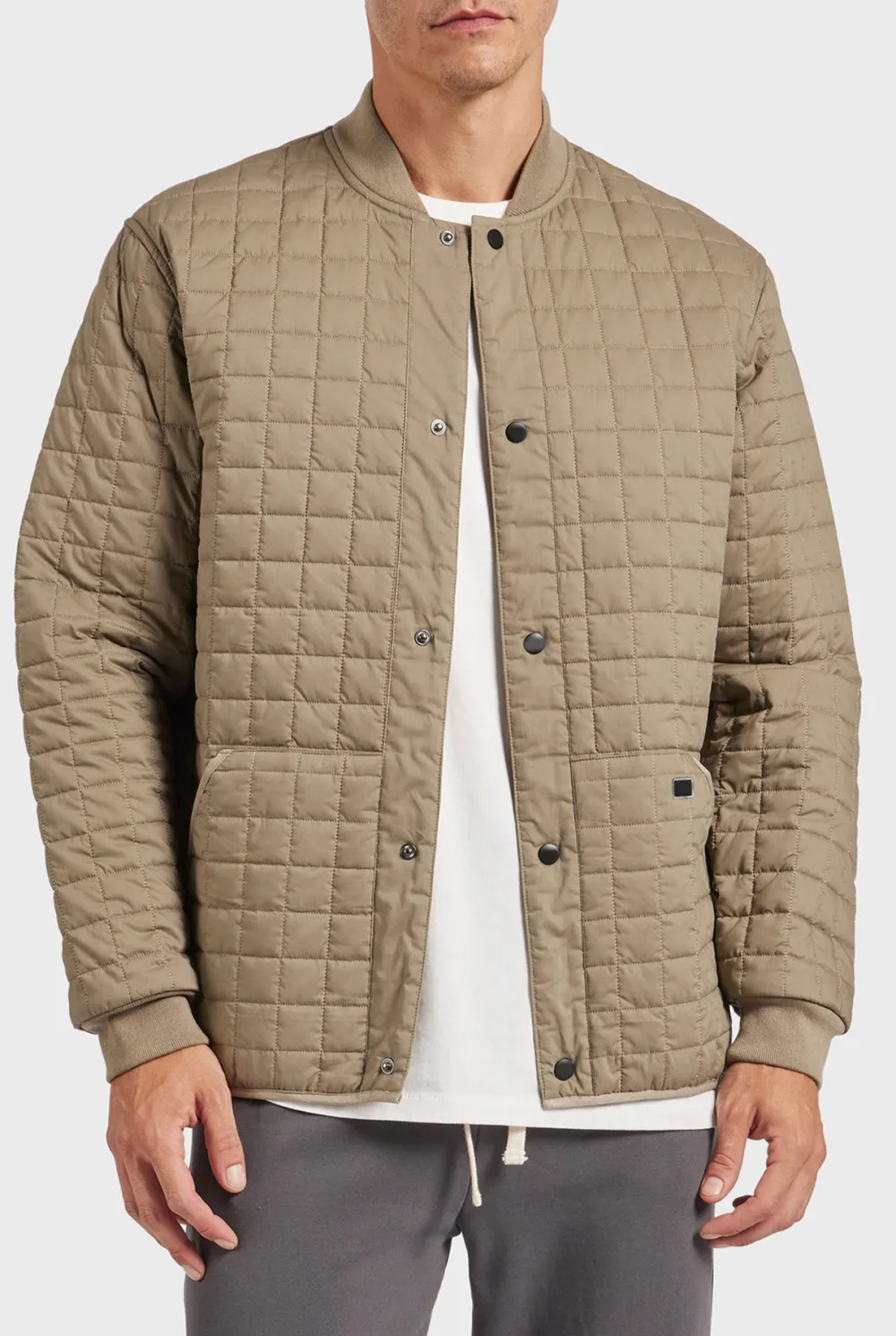 Diamond Quilted Stand Collar Casual Jacket