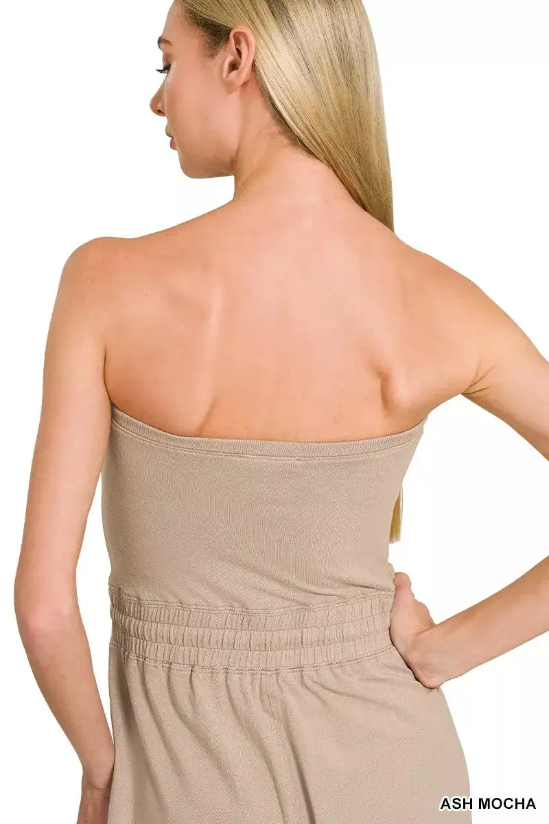 Relaxed Tube Top Jumpsuit with Drawstring Waist