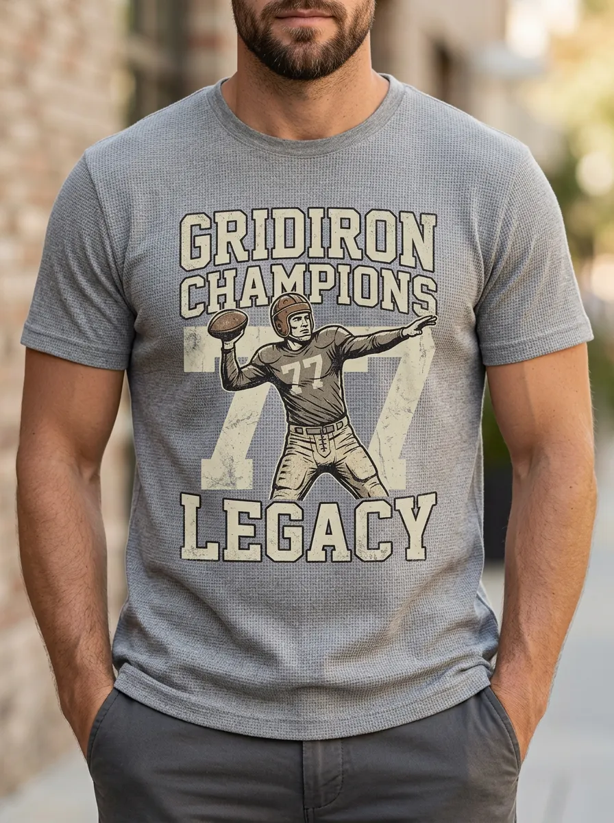 Men's American Football Gridiron Champions 77 Printed T-shirt