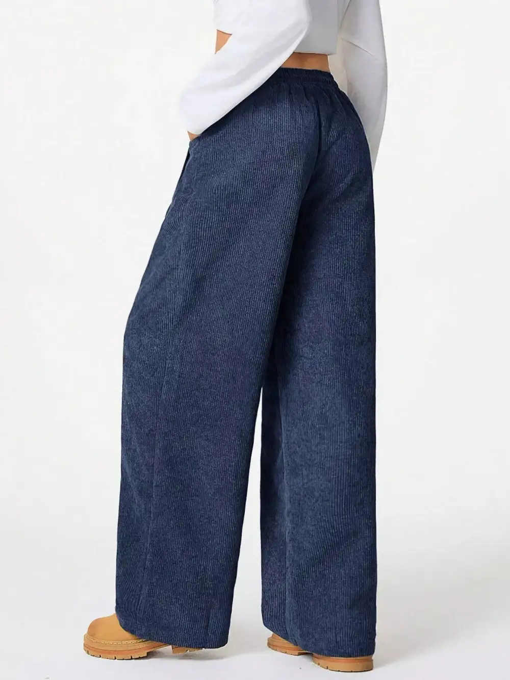 Corduroy Drawstring Relaxed Fit Pocketed Casual Pants
