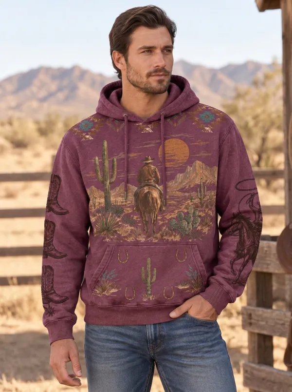 Prairie Sky Cactus Desert Edit Men's Western Sweatshirt
