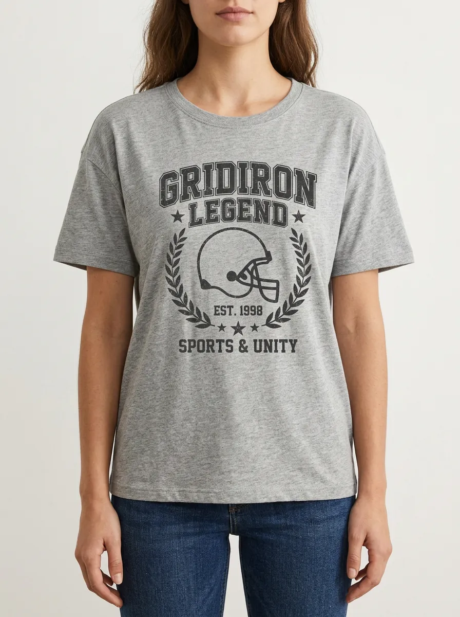 Women's Football Lover Gridiron Legend Helmet Graphic T-shirt