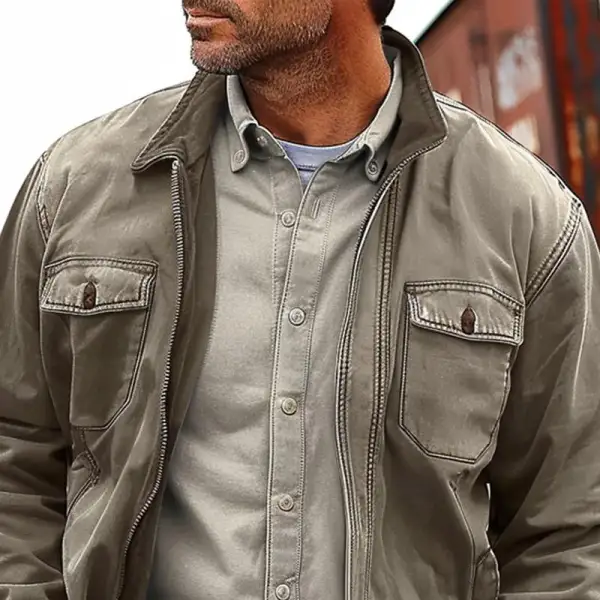 Streamlined Zip Canvas Jacket