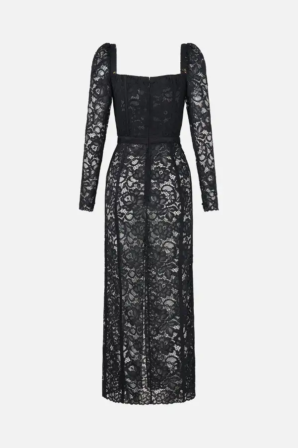 Bust Detail Dress with Long Sleeve
