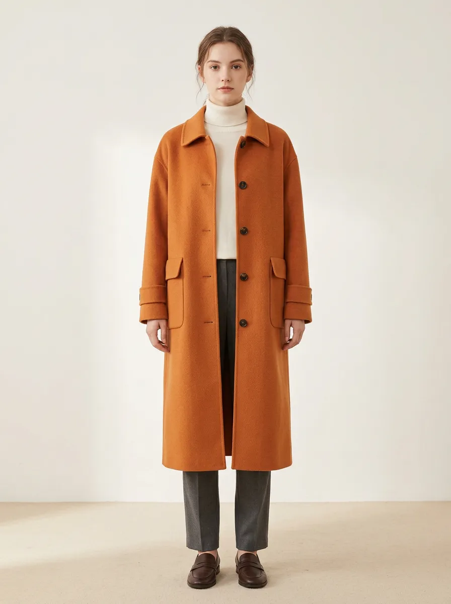 Modern Wool-Blend Longline Outerwear Coat