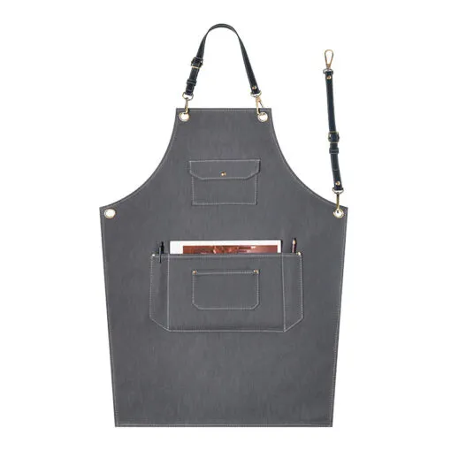 Denim Leather Strap Crossback Kitchen Work Apron