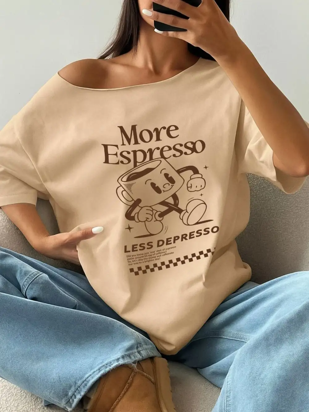 More Espresso Less Depresso Off Shoulder T-Shirt