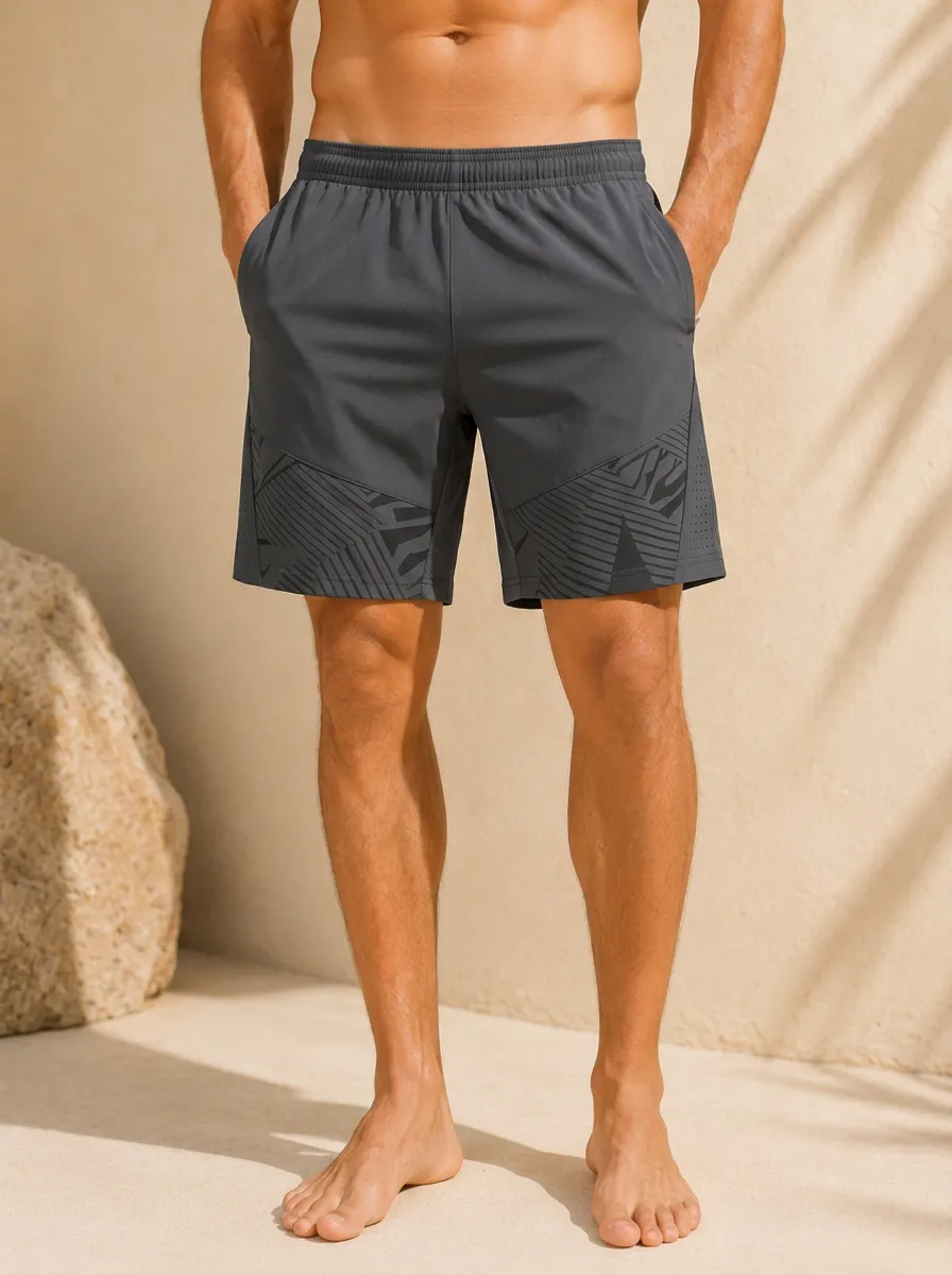 Men's Athletic Training Athletic Fitness Geometric Pattern Printed Shorts