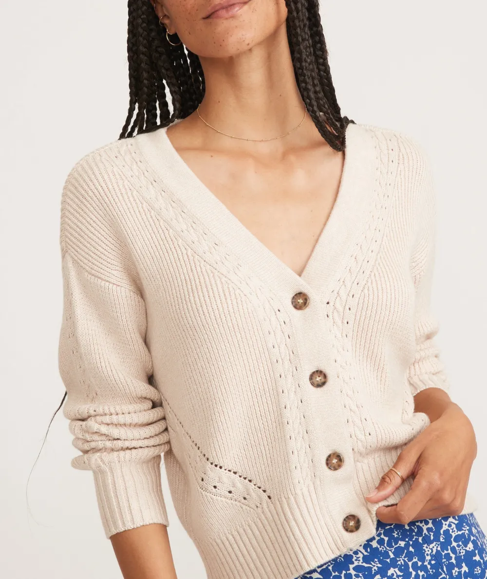 V-neck Buttoned Knit Crop Cardigan