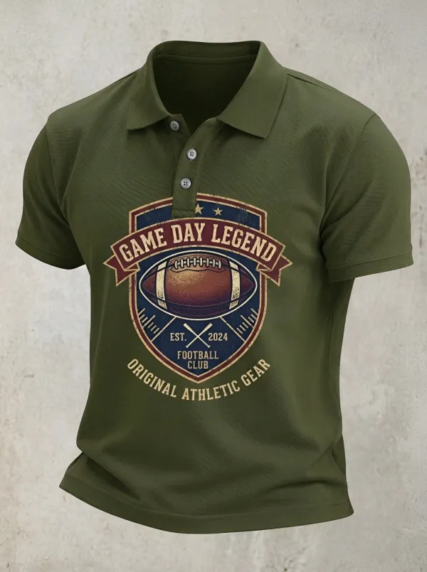 Men's American Football Game Day Legend Printed Polo Shirt