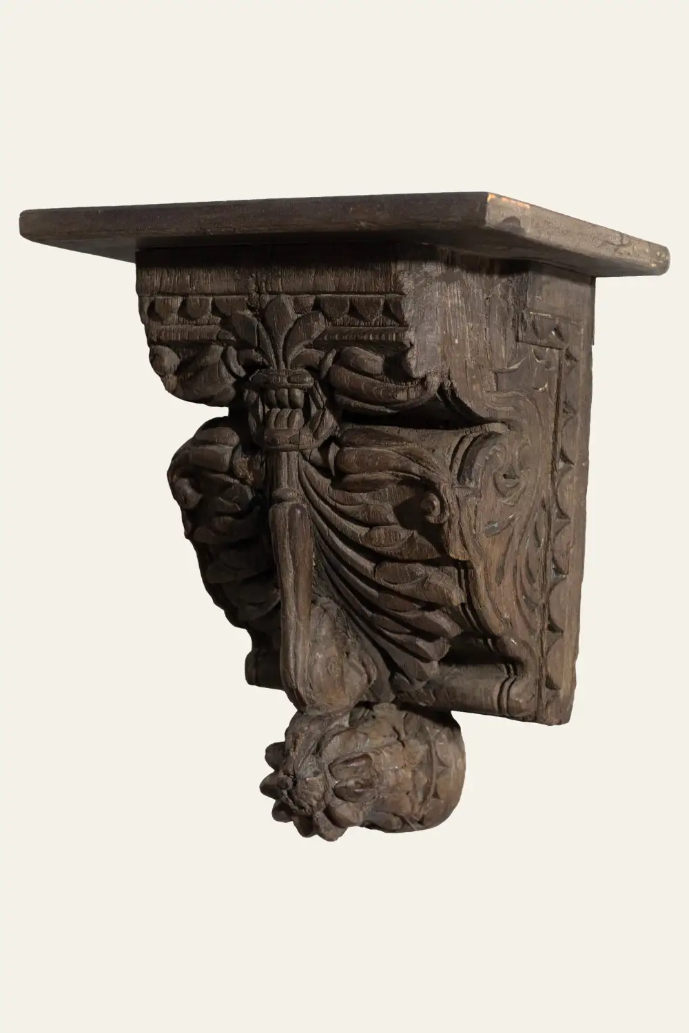 Leaf Motif Hand Carved Wall Bracket