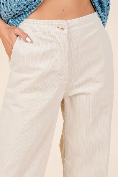 Corduroy Back Elastic Waist Pants