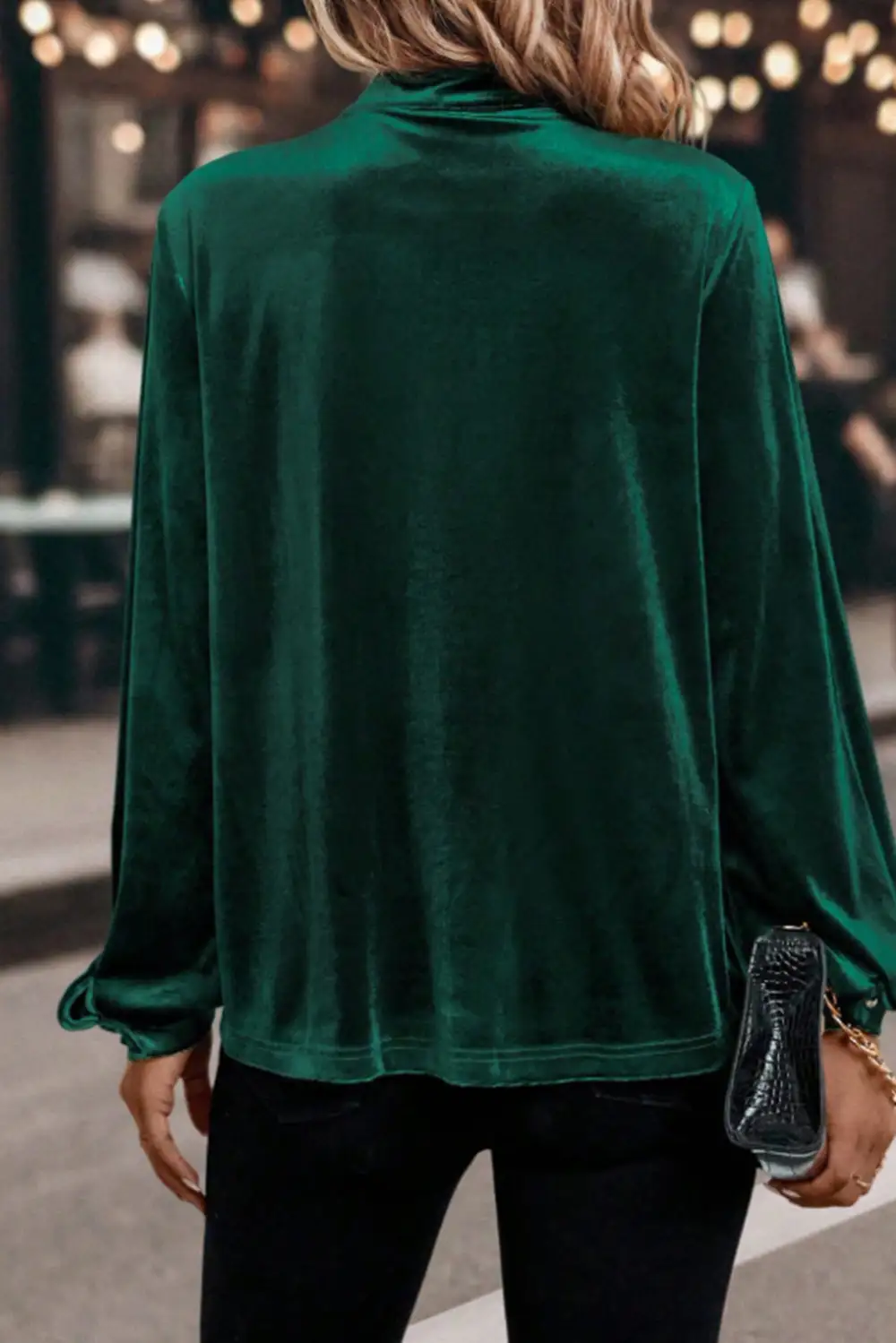 Button Front Long Sleeve Asymmetric Hem Blouse