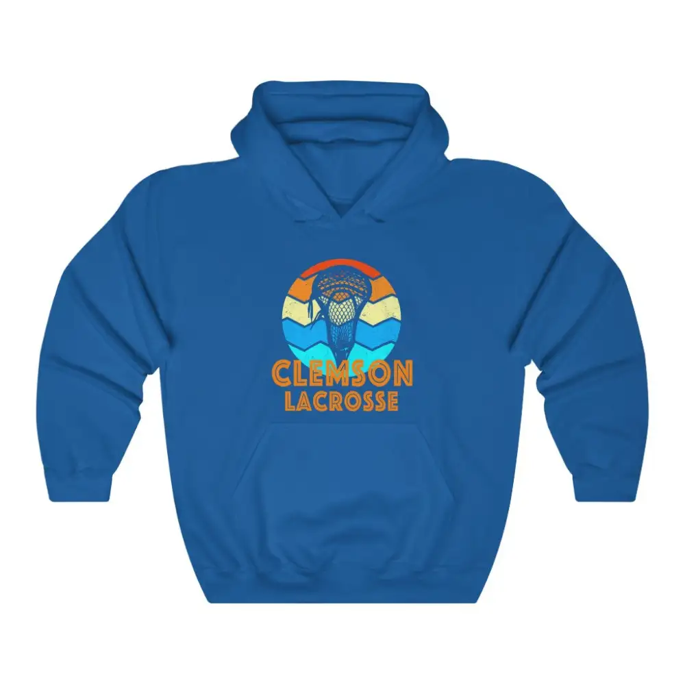 Retro Sunset Lacrosse Graphic Pullover Hoodie
