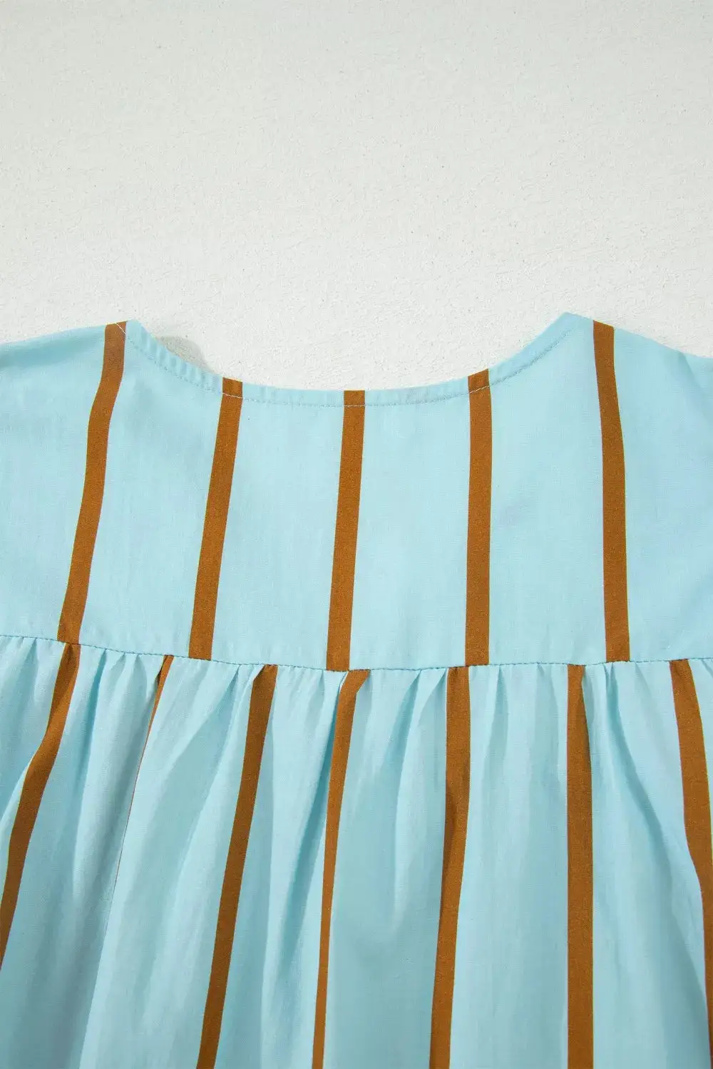V-Neck Ruffled Striped Blouse