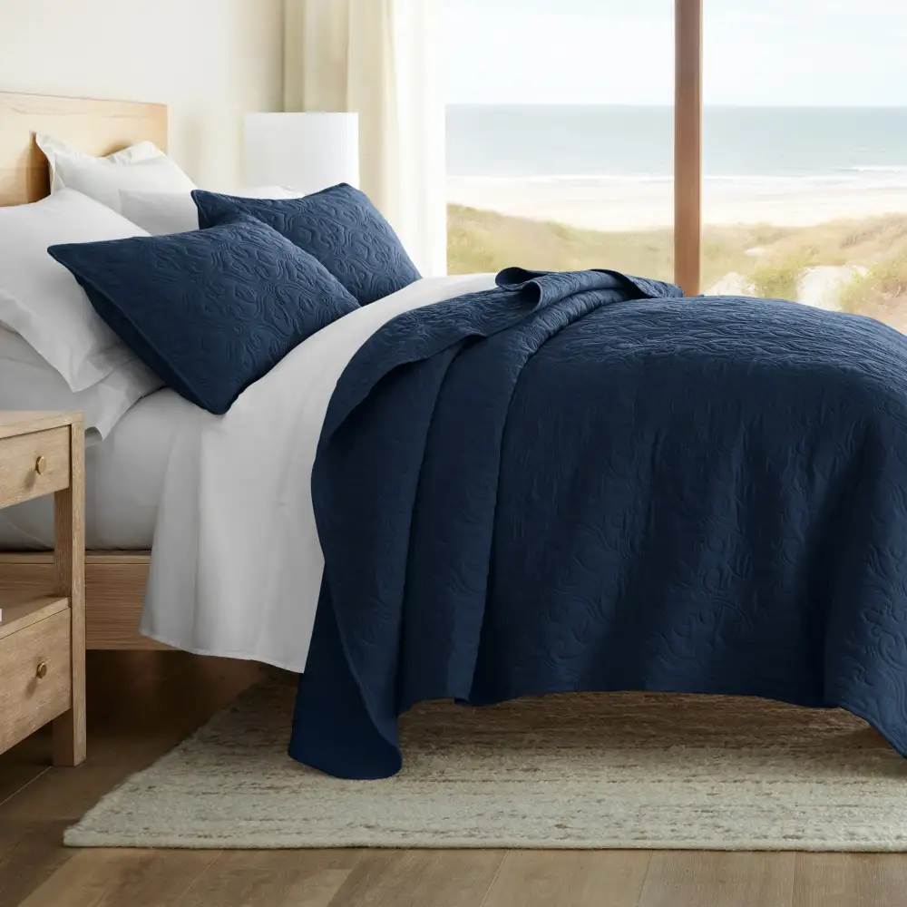 Damask Quilted Coverlet Set
