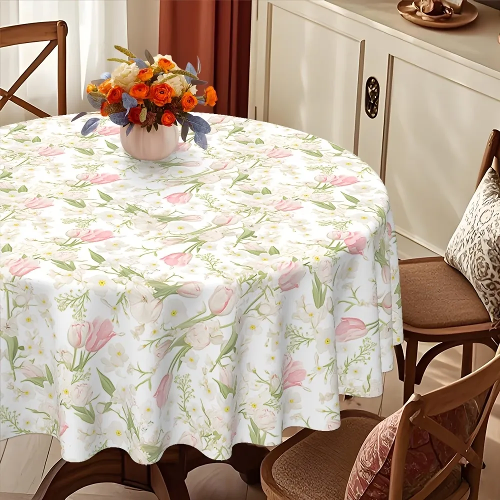 Tulip Print Round Tablecloth