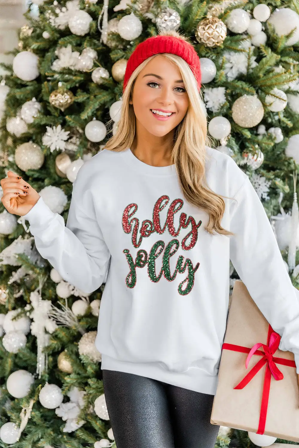 Sequined Holly Jolly Graphic Sweatshirt