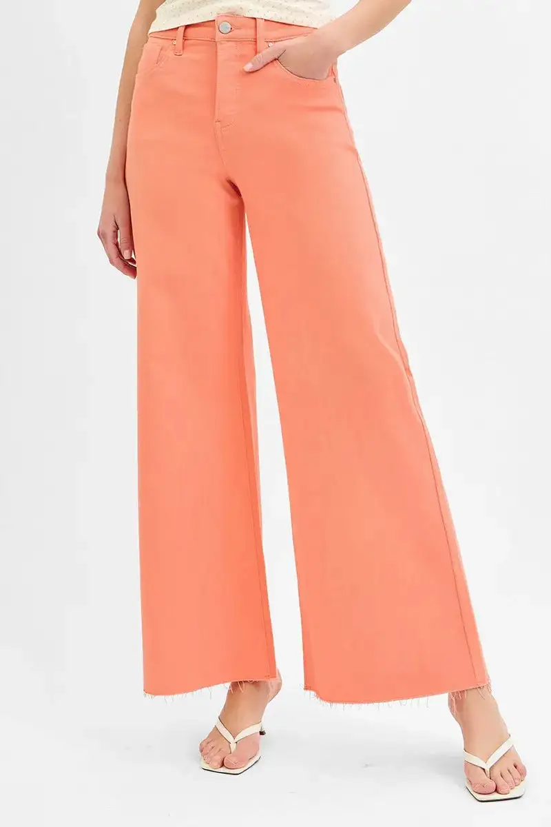 Full Size Tummy Control High Rise Wide Leg Palazzo Jeans Plus Size