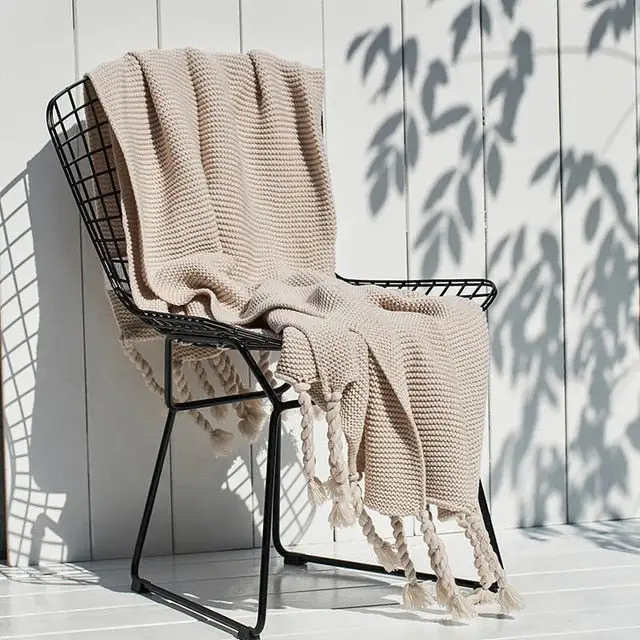 Crochet Cotton Tassel Throw Blanket