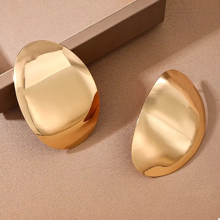K Gold Plated Curved Statement Earrings