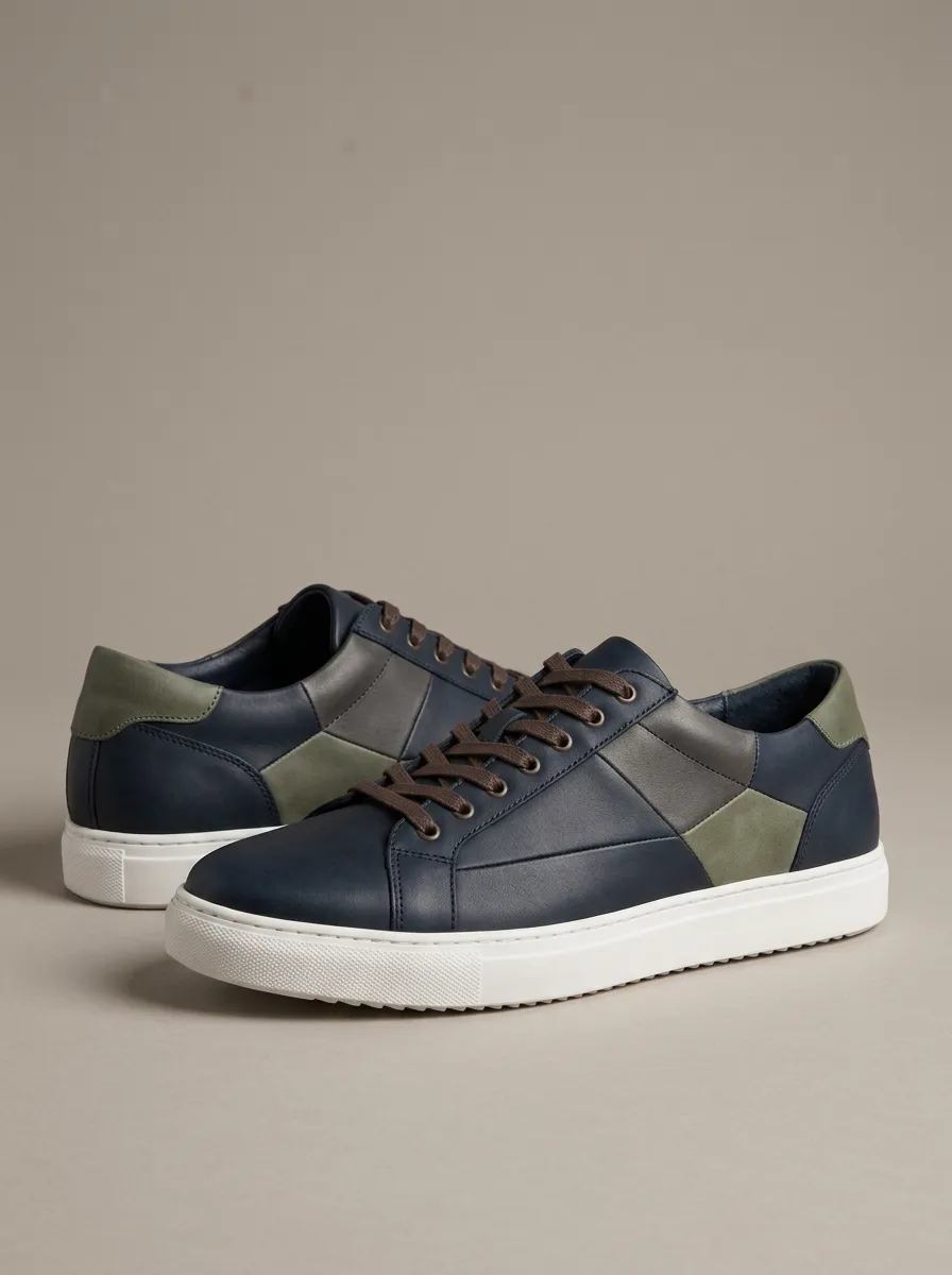 Men's Minimalist Colorblock Leather Casual Shoes
