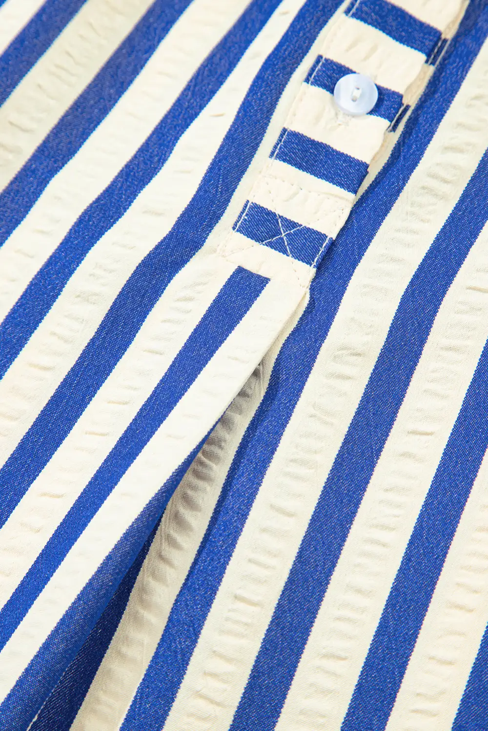 Striped Half Button Pocketed Mini Dress