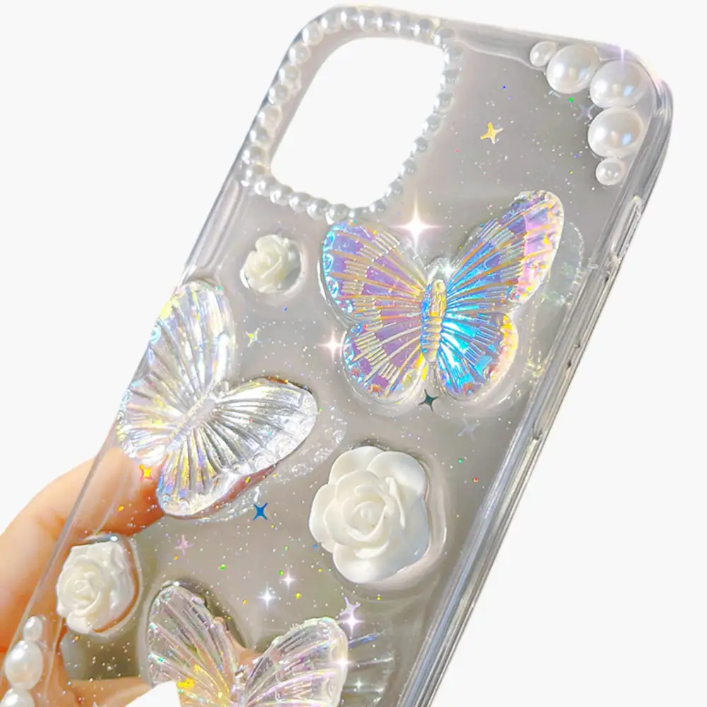 Floral Butterfly Pearl Detail Phone Case