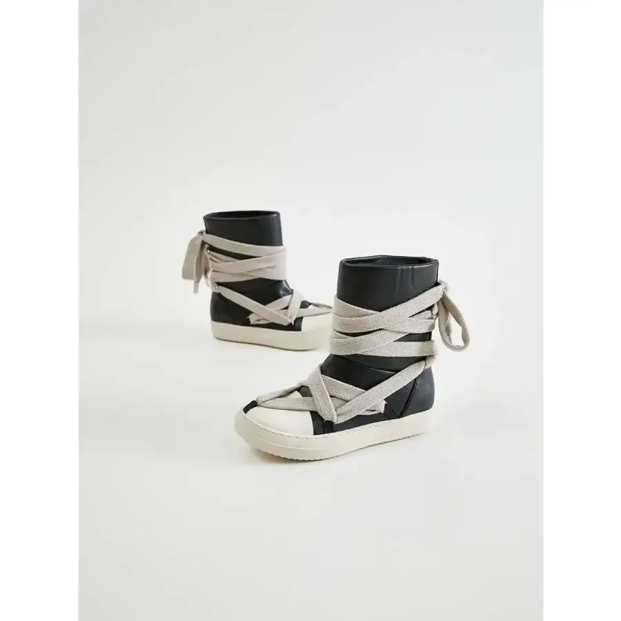 Lace Up Round Neck Sneaker Boots