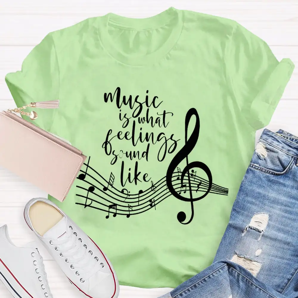 Music Is What Feelings Sound Like Musical Pattern T-Shirt
