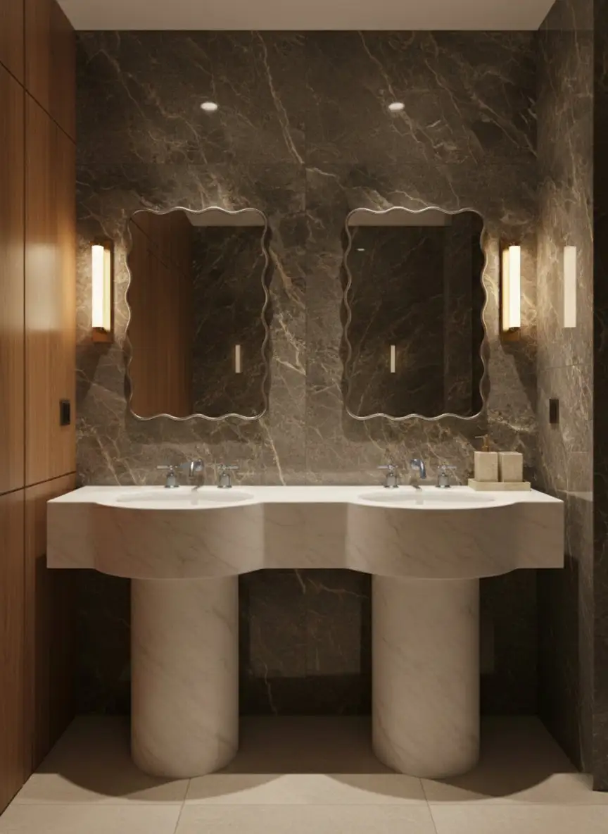 Sculpted Wavy Frame Wall Mirror