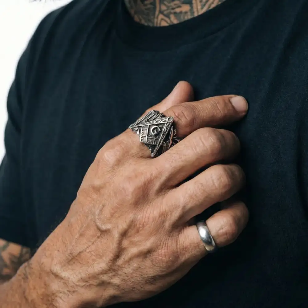 Men's Masonic Biker Ring