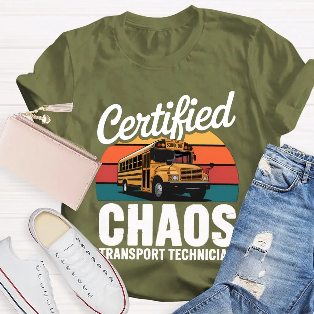 Certified School Bus Chaos Transport Technician T-Shirt