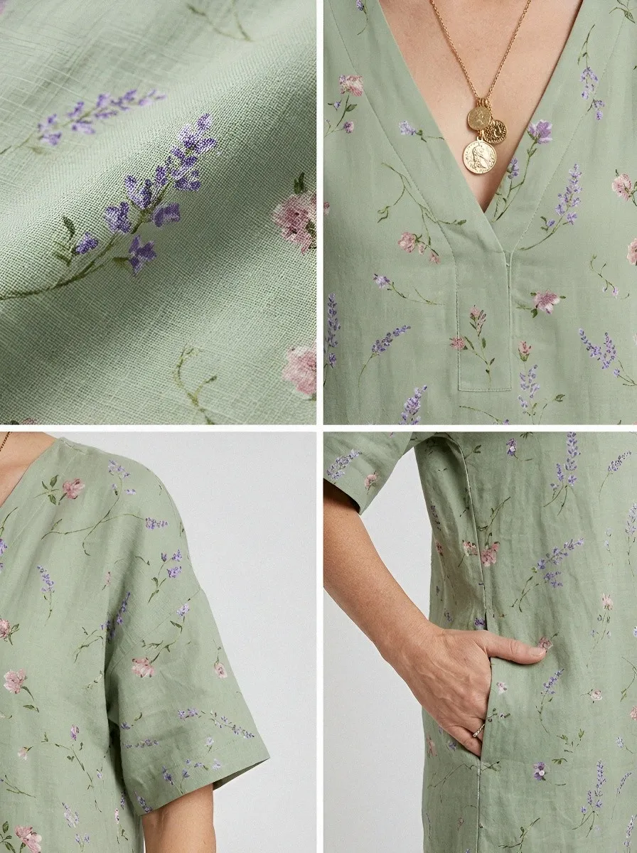Women's Summer Vacation Lavender Floral Printed Dress