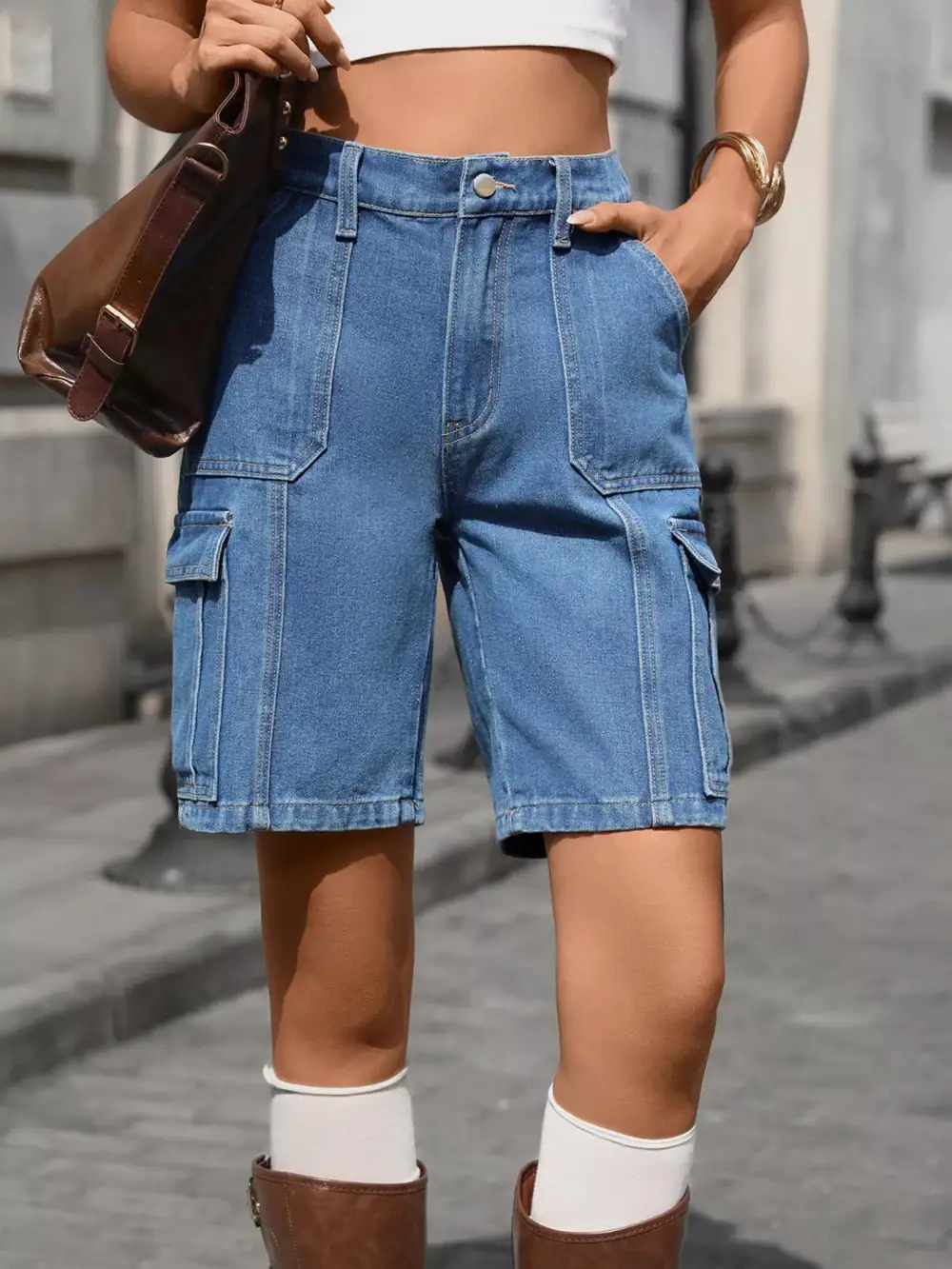 Pull On High Waist Shorts