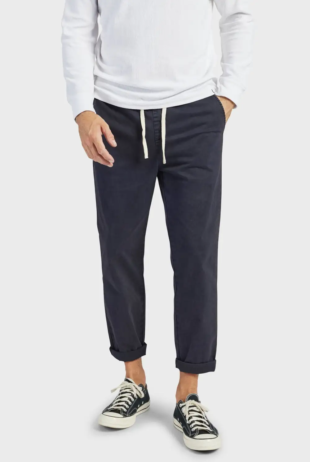 Casual Tapered Fit Cotton Blend Chino Pants