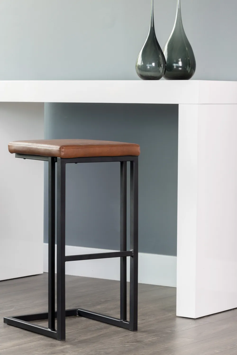 Modern Cantilever Leather Bar Stool
