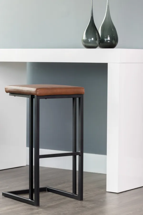 Modern Cantilever Leather Bar Stool