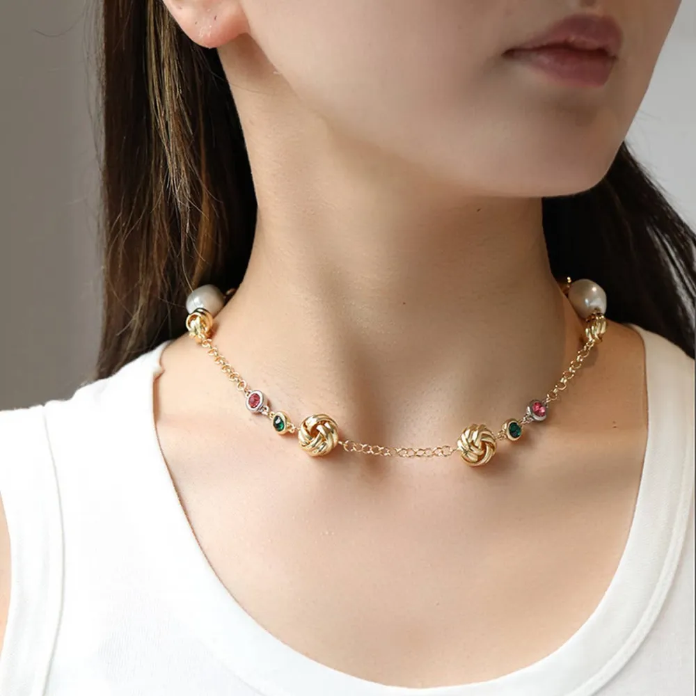 Layered Textured Inlaid Necklace