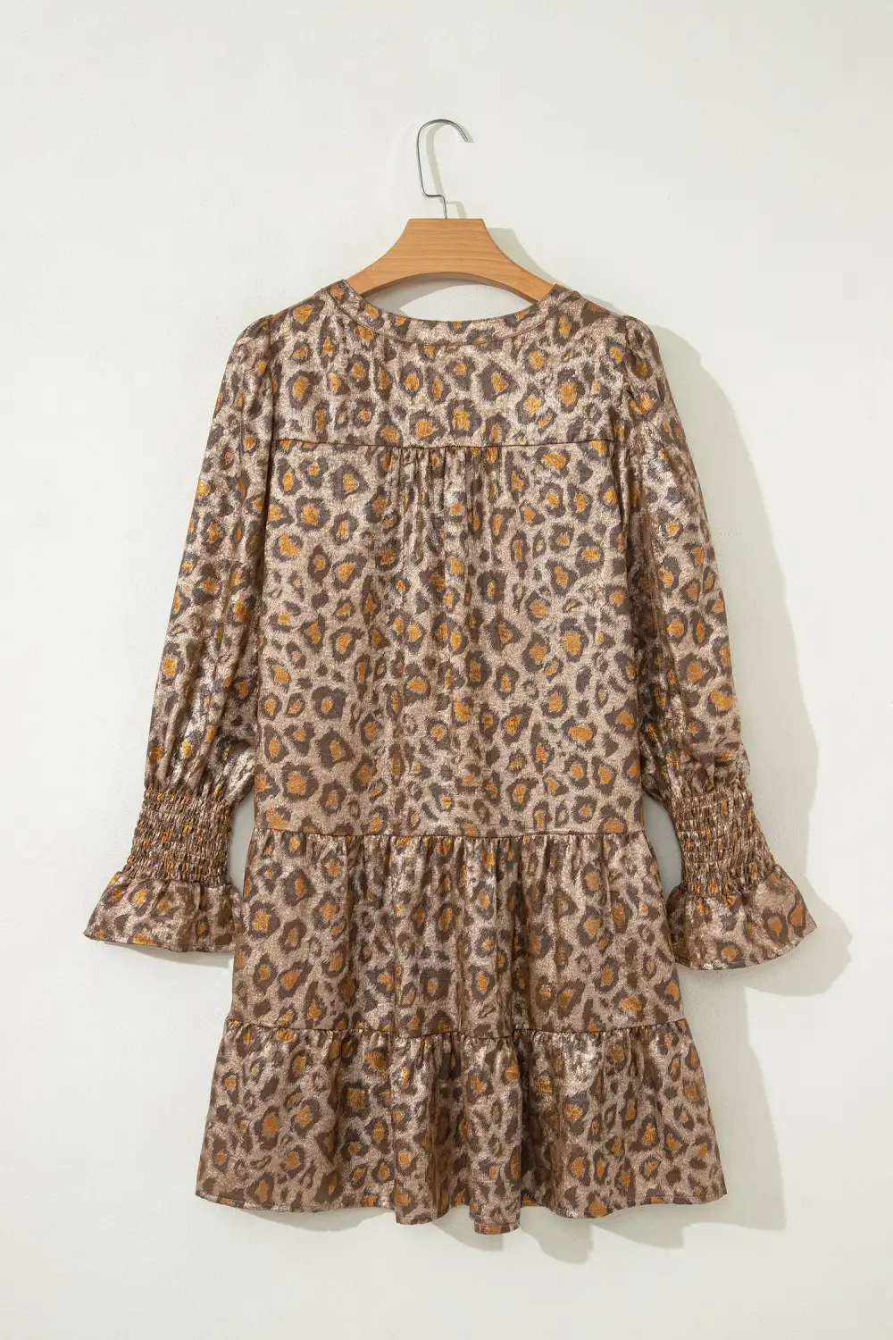 Animal Print V Neck Ruffle Mini Dress