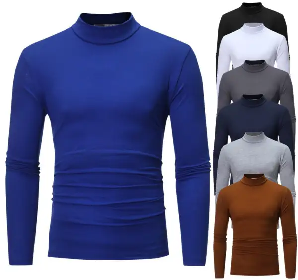 Men's Tailored Long-Sleeve Stand Collar Shirt Stretch Jersey